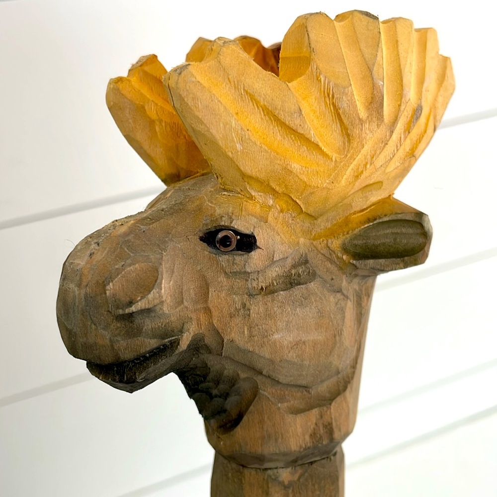 Hand Carved Wooden Walking Stick Folk Art Decor